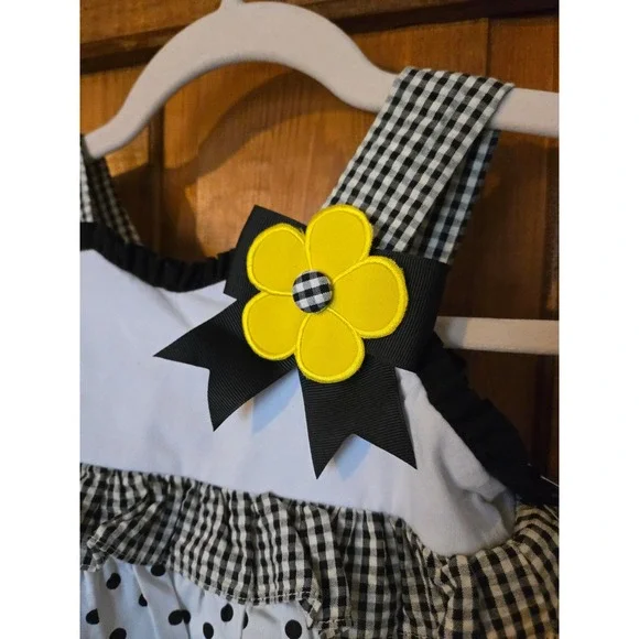 NWT - RARE EDITIONS Toddler Girls 24M 2 Piece Ruffle Tunic Legging Set B&W - Picture 2 of 8